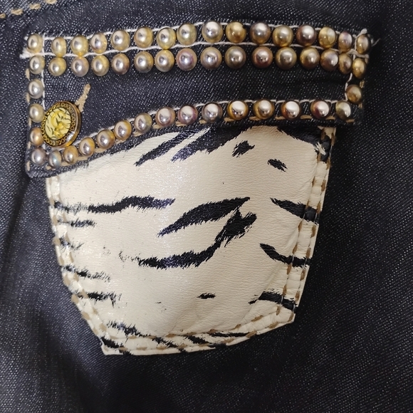Vintage Coogi Jeans Women’s 11/12 (33) Dark Wash Animal Print Pocket Y2K 90s - Picture 11 of 16
